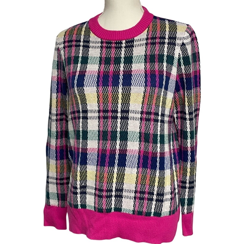 Charter Club Pink Holiday Plaid‎ Sweater Womens Medium